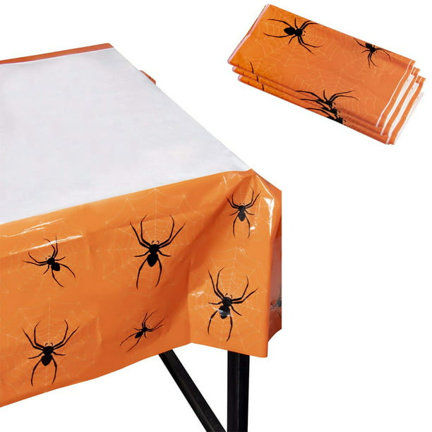 54 x 108 Creepy Halloween Party Spider Web Clear Table Cover Decoration Plastic